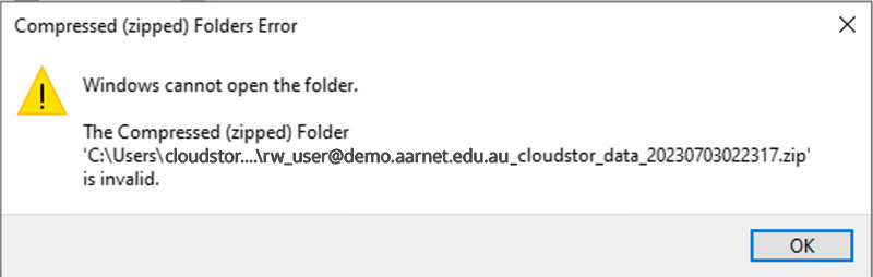 Portico entusiasme Optimistisk I receive a "Compressed (zipped) Folder is invalid" error when I try to  open my downloaded data – AARNet Knowledge Base